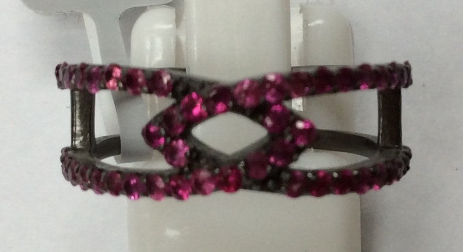 Diamond Round Diamond Ring, Pave Diamond Ring, Pave Round Ring, Approx 5 x 19mm. Sterling Silver