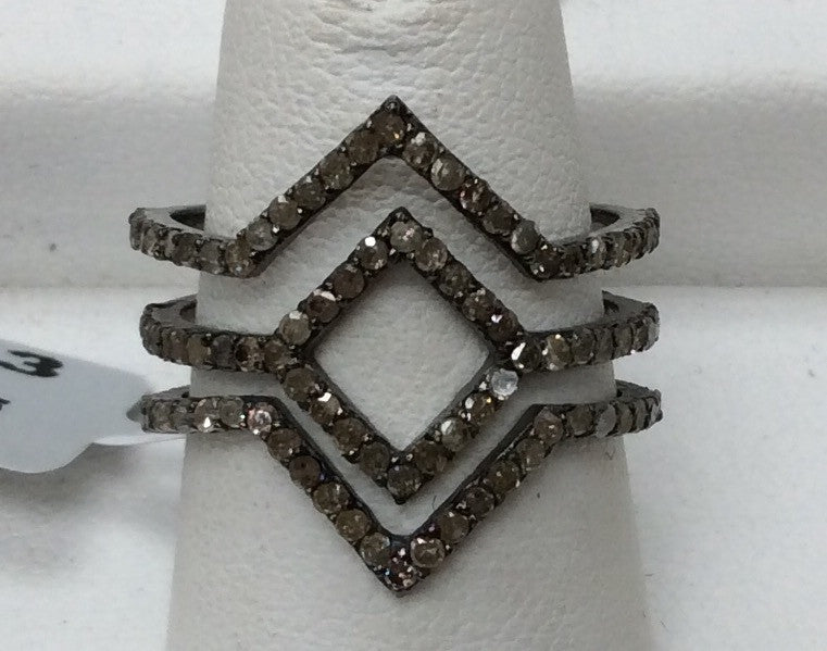 Pave Diamond Ring .925 Oxidized Sterling Silver Diamond Ring, Genuine handmade pave diamond Ring Size Approx 0.84"(18 x 21 MM)