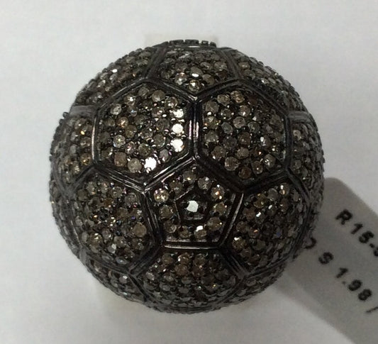 Football Pave Diamond Ring .925 Oxidized Sterling Silver Diamond Ring, Genuine handmade pave diamond Ring Size Approx 0.92"(12 x 23 MM)