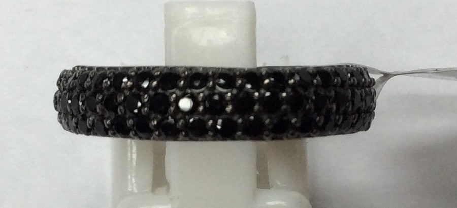 Black Spinel Ring .925 Oxidized Sterling Silver Black Spinal Ring, Genuine handmade pave Black Spinal Ring Size Approx (5x23 mm)