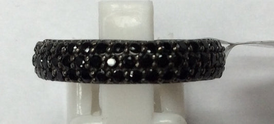 Black Spinel Ring .925 Oxidized Sterling Silver Black Spinal Ring, Genuine handmade pave Black Spinal Ring Size Approx (5x23 mm)