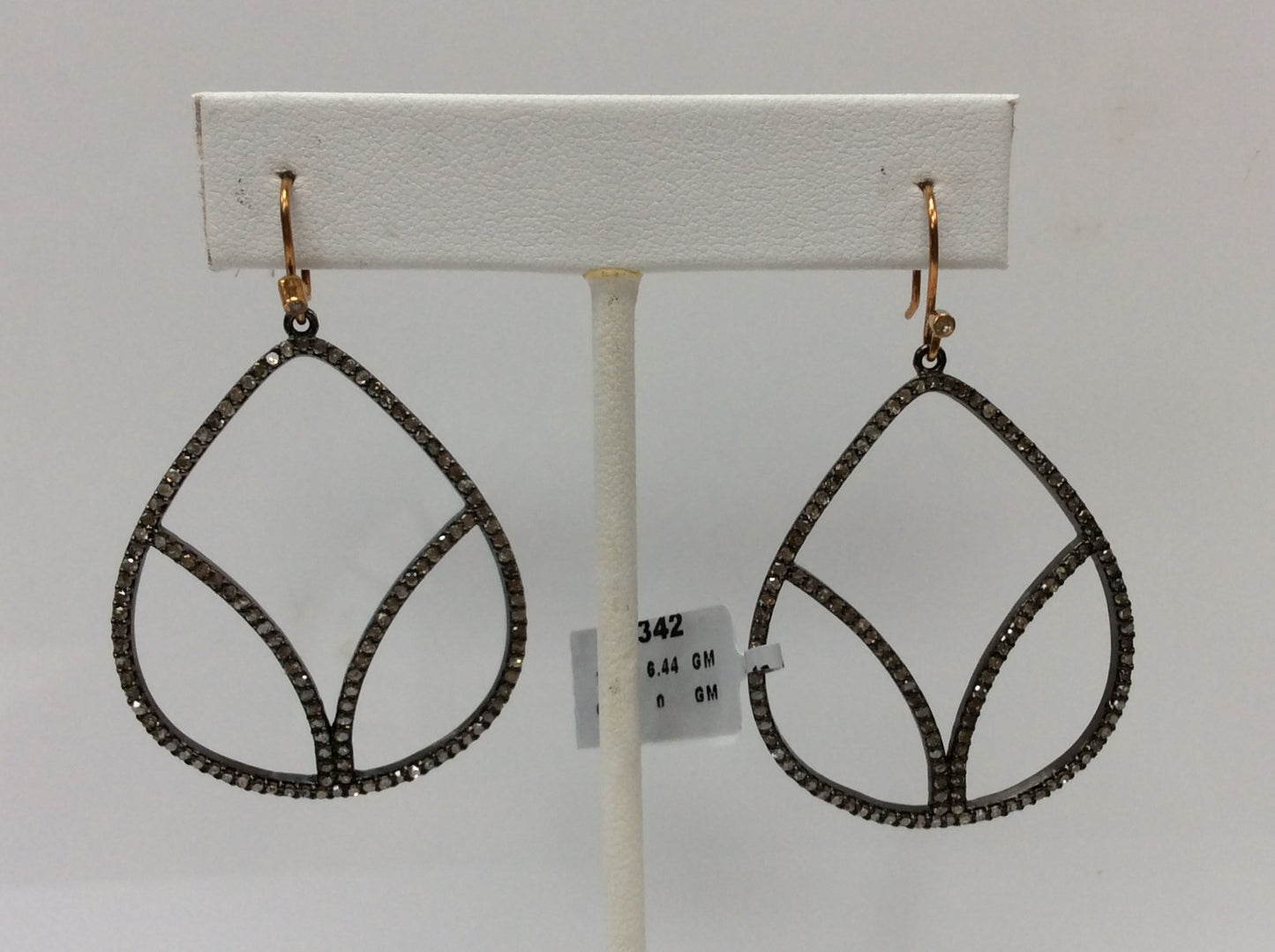 Diamond Silver Earring .925 Oxidized Sterling Silver Diamond Earring, Genuine handmade pave diamond Earring Size 2.0"(33 x 50 MM )