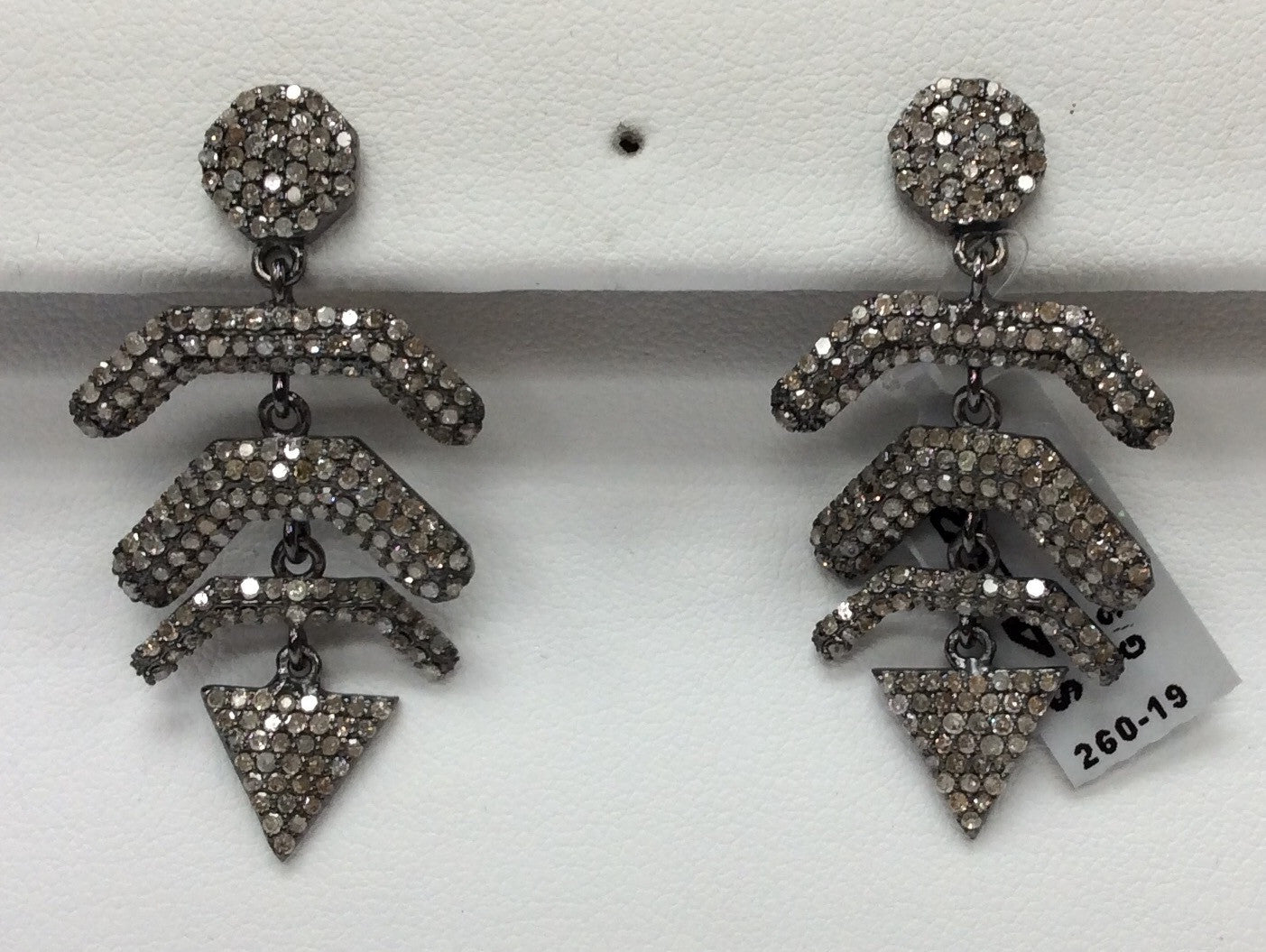 Diamond Silver Earring .925 Oxidized Sterling Silver Diamond Earring, Genuine handmade pave diamond Earring Size 1.76"(22 x 44 MM )