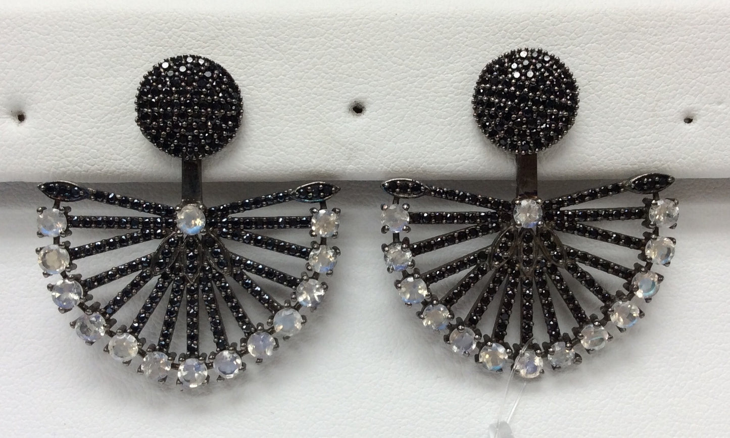 Black Spinel/Moon Stone Ear Cuff Earring