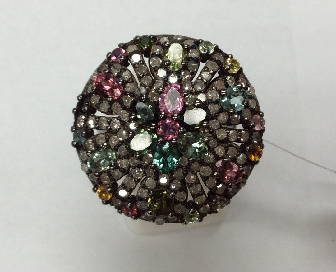 DIAMOND AND MULTI TOURMALINE RINGS