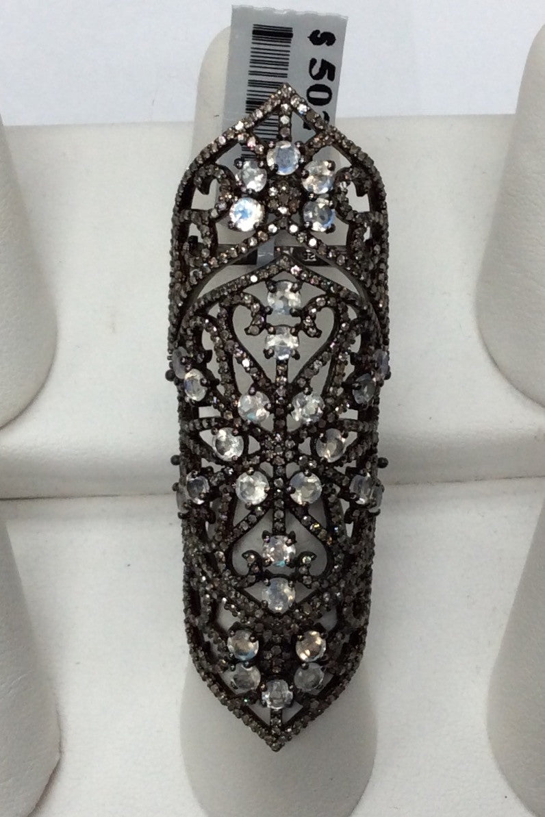 Daimond and Silver Rainbow Moon Rings