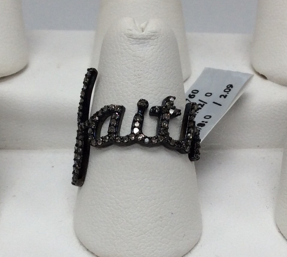 Diamond and Silver Black Rhodium Finish Rings