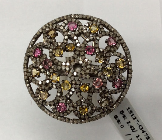 DIAMOND AND MULTI TOURMALINE RINGS