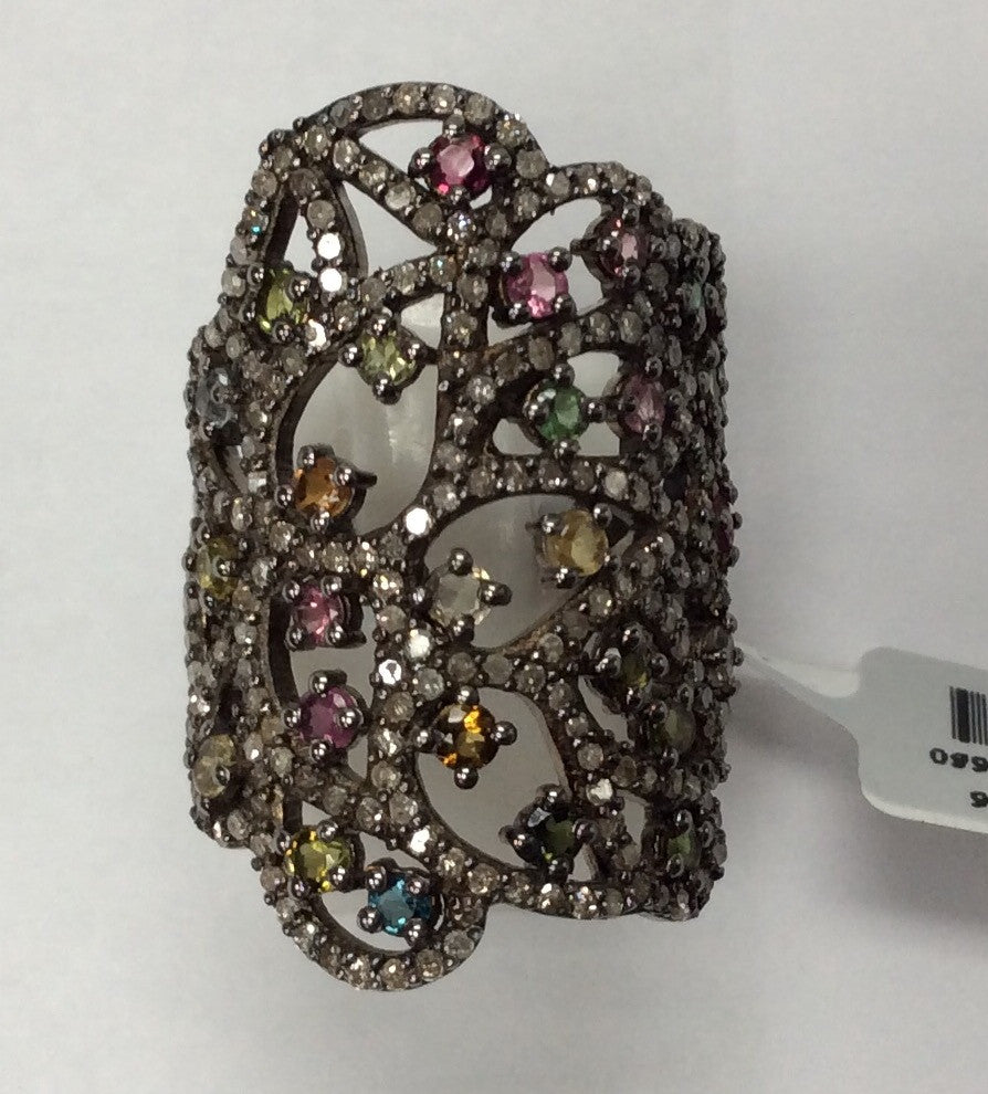 DIAMOND AND MULTI TOURMALINE RINGS