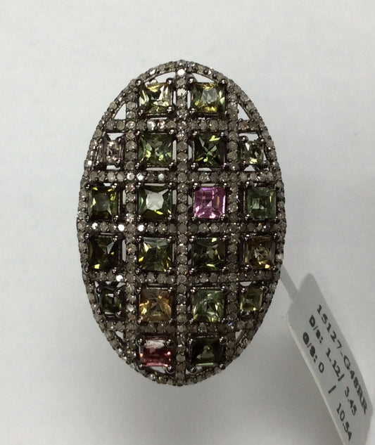 DIAMOND AND MULTI TOURMALINE RINGS