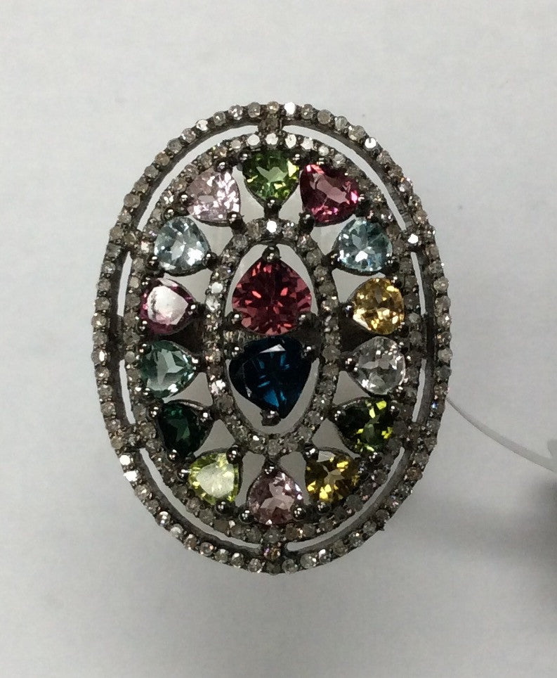 DIAMOND AND MULTI TOURMALINE RINGS