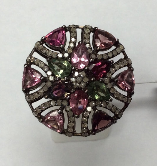 DIAMOND AND MULTI TOURMALINE RINGS