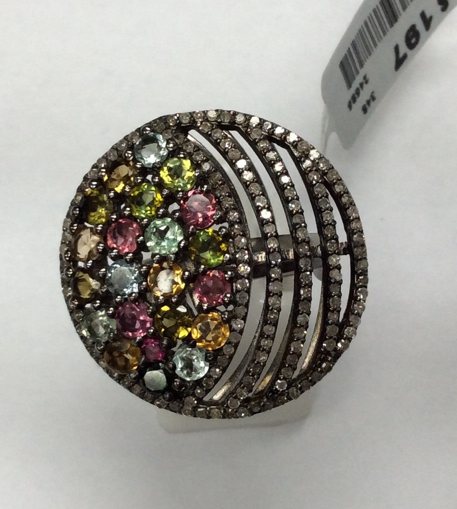 DIAMOND AND MULTI TOURMALINE RINGS