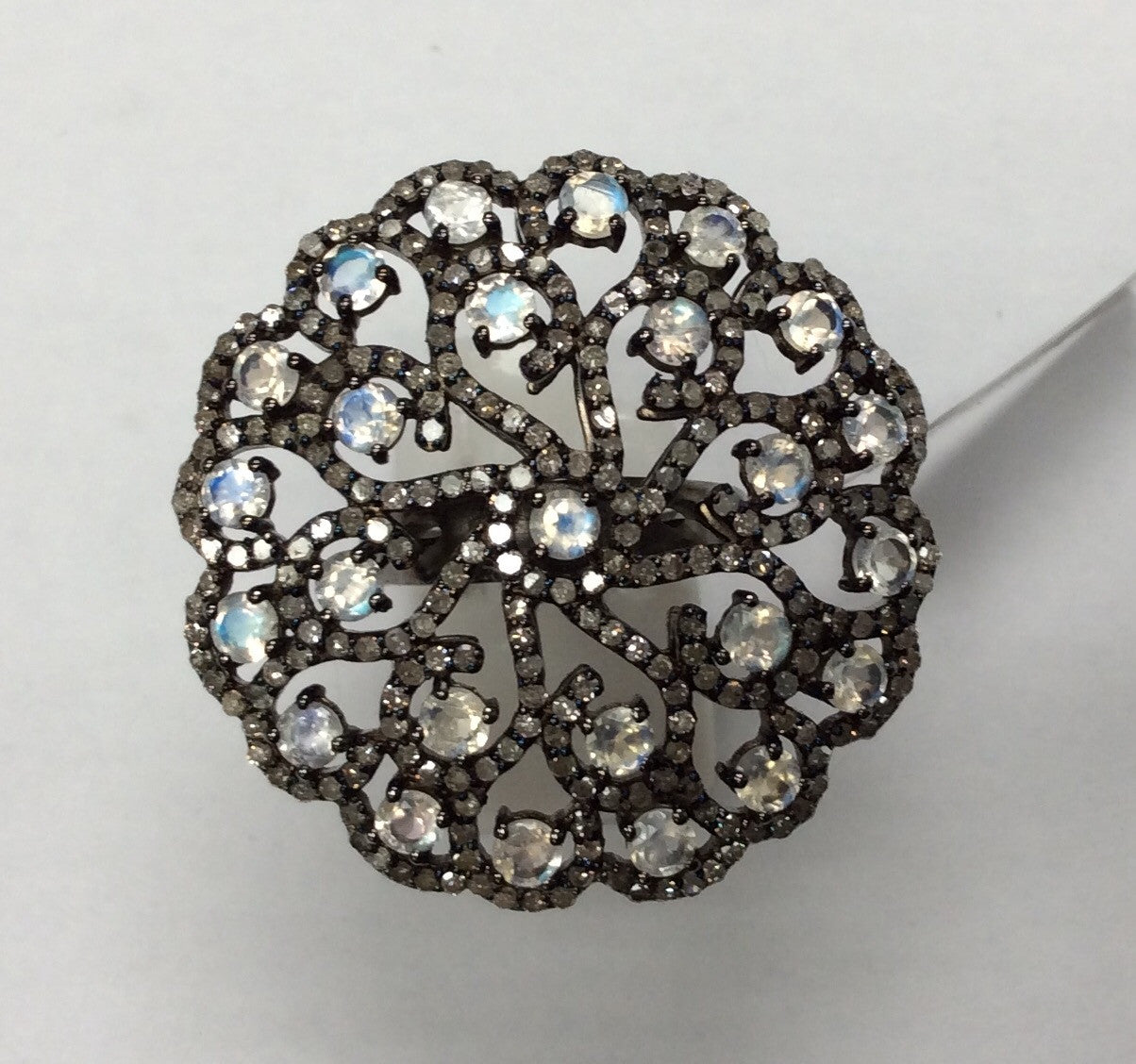 Daimond and Silver Rainbow Moonstone Rings