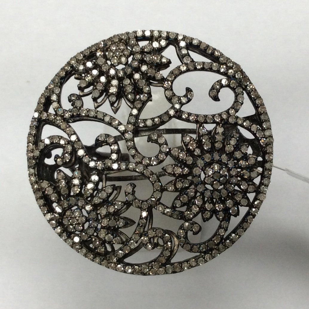 Diamond and Silver Black Rhodium Finish Rings