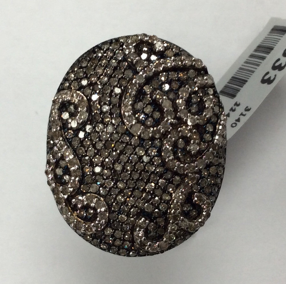 Diamond and Silver Black Rhodium Finish Rings