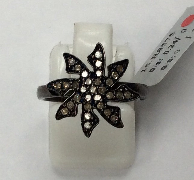 Diamond and Silver Black Rhodium Finish Ring