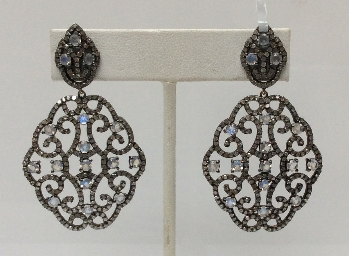 Diamond and Silver White Rainbow Moon Earring
