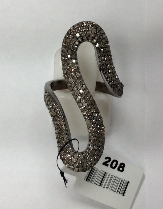 Diamond Shape Diamond Ring, Pave Diamond Ring, Pave Shape Ring, Approx 33 x 19mm. Sterling Silver