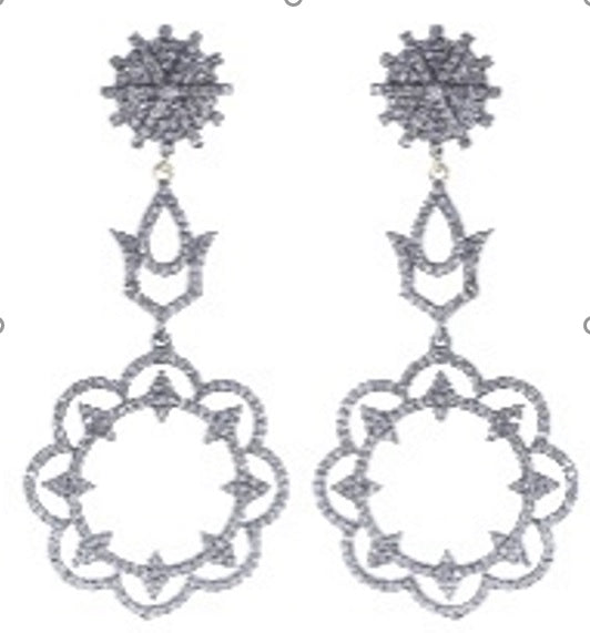 Silver and Diamond Pave EARRINGS
