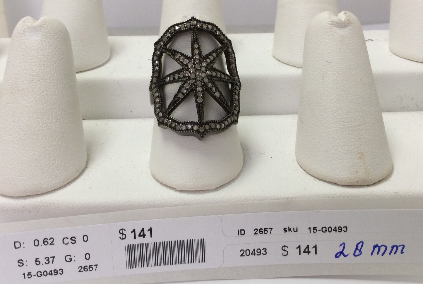 Diamond and Silver Black Rhodium Finish Ring