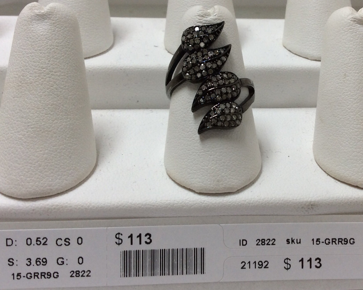 Diamond and Silver Black Rhodium Finish Rings