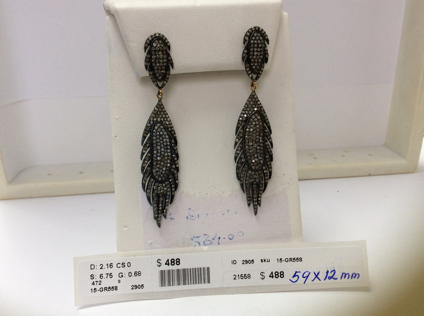 DESIGNER STERLING SILVER PARTY EARRING WITH DIAMONDS AND RUBY