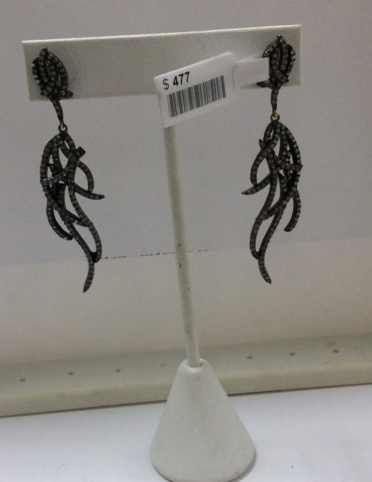Diamond and Silver Black Rhodium Finish Earring