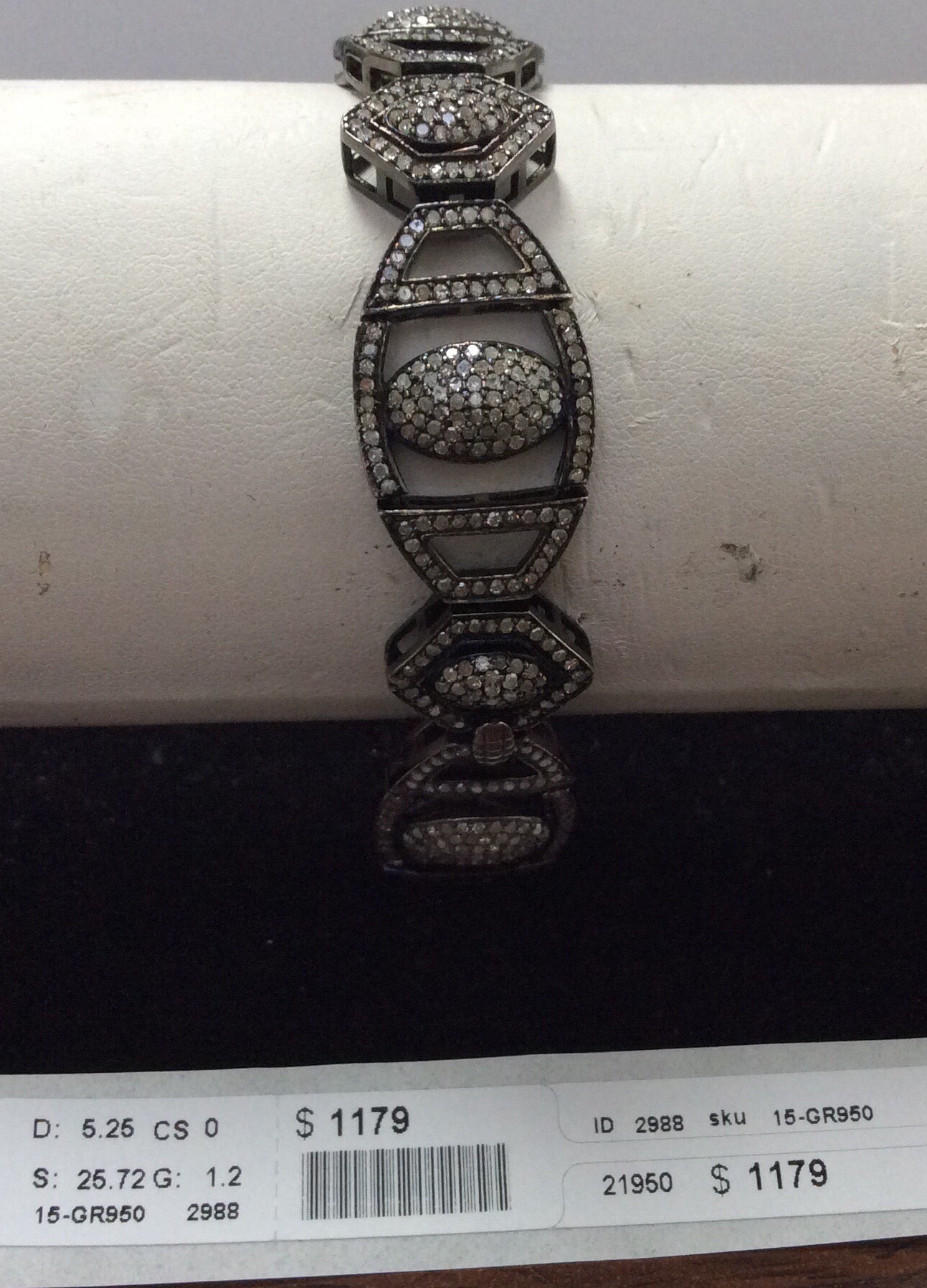 Diamond and Silver Black Rhodium Finish Bracelets