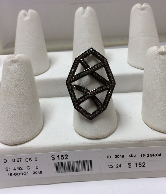 Designer Ring,Pave Diamond Ring,Diamond Ring,Pave Ring, Statement Ring, Oxidized Silver
