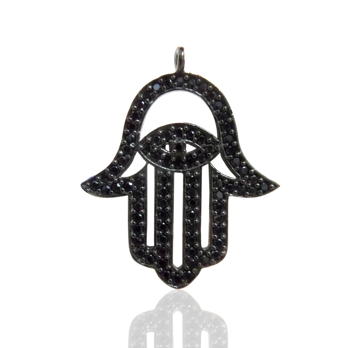 Black Spinel Hamsa Hand Pendant