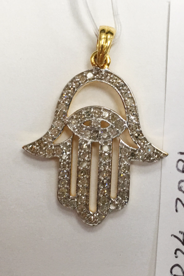14K Solid Gold Diamond Hamsa Hand Pendants. Genuine handmade pave diamond Pendant. Approx Size 1.28 "(24 x 32 mm)