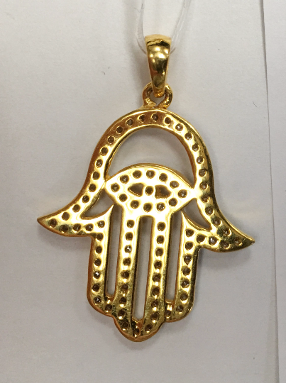 14K Solid Gold Diamond Hamsa Hand Pendants. Genuine handmade pave diamond Pendant. Approx Size 1.28 "(24 x 32 mm)