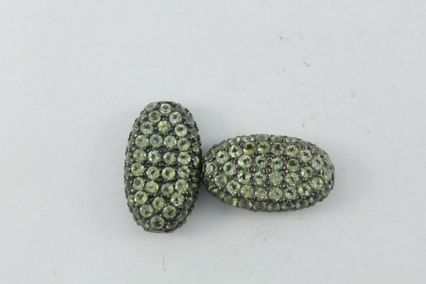 Oval Shape Blue Sapphire Pave Beads