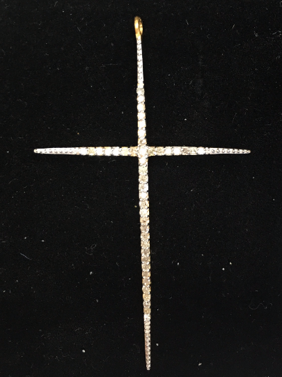 14K Solid Gold Cross Diamond Pendants