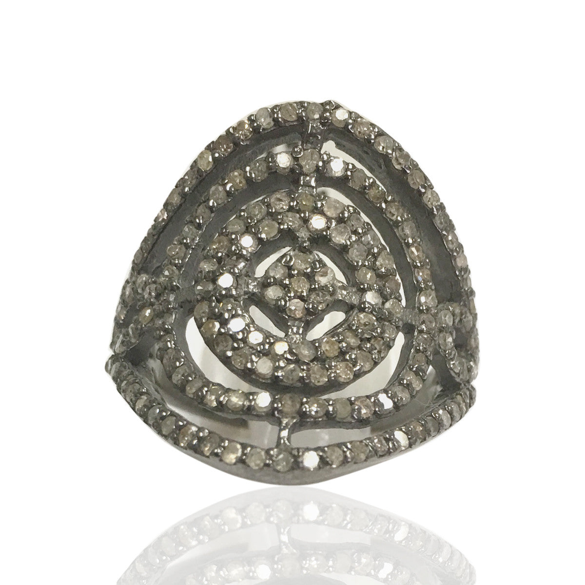 DIAMOND AND SILVER BALCK RHODIUM FINISH RINGS