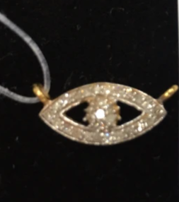 14k Solid Gold Evil Eye Diamond Pendants. Approx Size 0.64 "(9 x 16 mm)