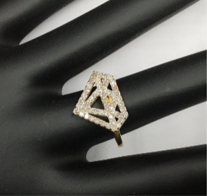 14k solid Gold Diamond Shape Diamond Rings. Approx Size 0.60 "(12 x 15 mm)