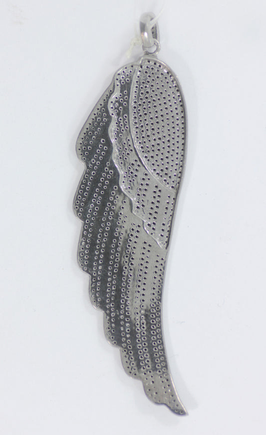 Wings Diamond Pendant .925 Oxidized Sterling Silver Diamond Pendant, Genuine handmade pave diamond Pendant Size Approx 3.20"(80 x 29 MM)