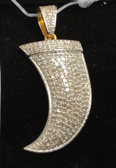 14K Solid Gold Diamond Horns Shape Pendants