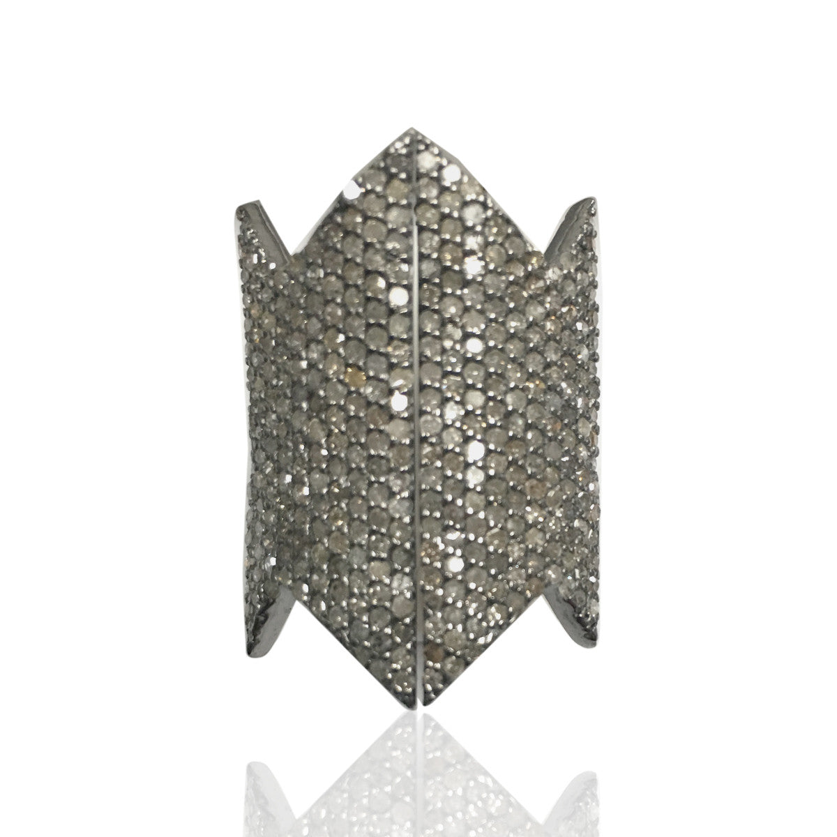 Diamond Silver Black Rhodium Ring