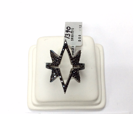 Black Spinel Ring .925 Oxidized Sterling Silver Black Spinal Ring, Genuine handmade pave Black Spinal Ring Size Approx(22x29 mm)