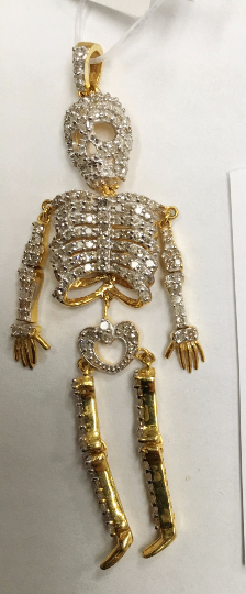 14K Solid Gold Diamond Skeleton Pendants. Genuine handmade pave diamond Pendant. Approx Size 2.60 "(19 x 65 mm)