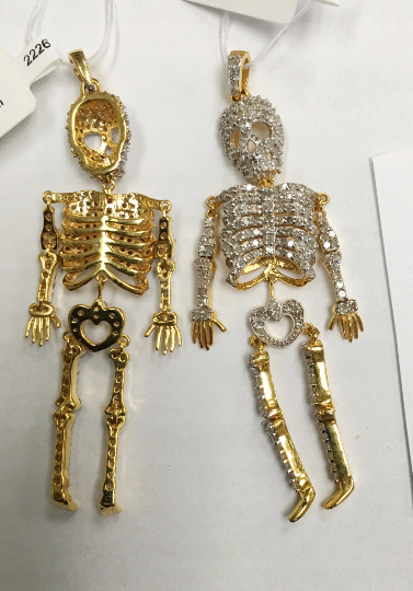 14K Solid Gold Diamond Skeleton Pendants. Genuine handmade pave diamond Pendant. Approx Size 2.60 "(19 x 65 mm)