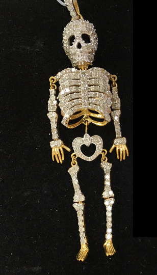 14K Solid Gold Diamond Skeleton Pendants. Approx Size 2.60 "(19 x 65 mm)