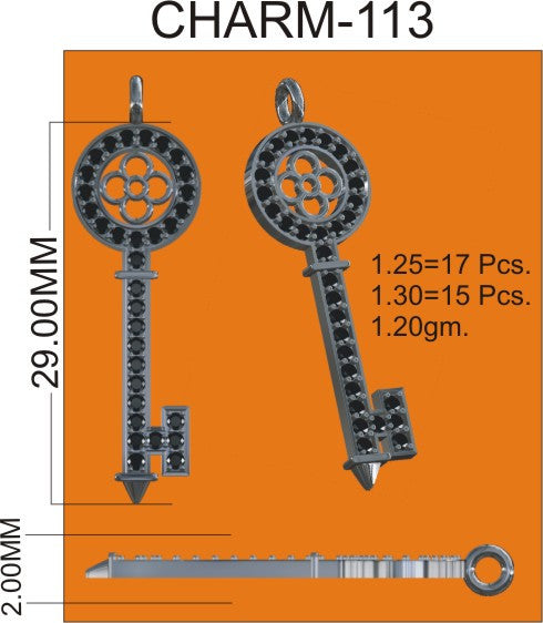 Key Shape Diamond Pendants & Charms