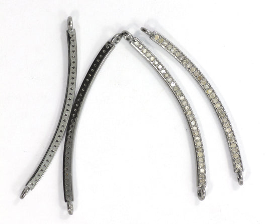 Pave Pendant, Pave Diamond, Pave Bar Charm, Pave Bar Connectors,Approx 1.8'' Long(4 x 46mm) Oxidized Silver