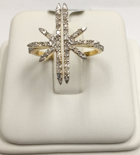 14k Solid Gold Star Diamond Rings. Genuine handmade pave diamond Rings. Approx Size 0.80 "(18 x 20 mm)
