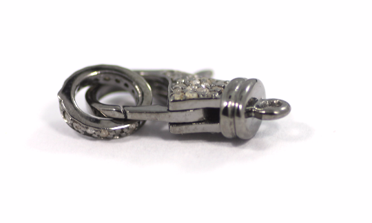 Diamond Clasps .925 Oxidized Sterling Silver Diamond Clasps, Genuine handmade pave diamond Clasps Size Approx 0.76"(19 MM)