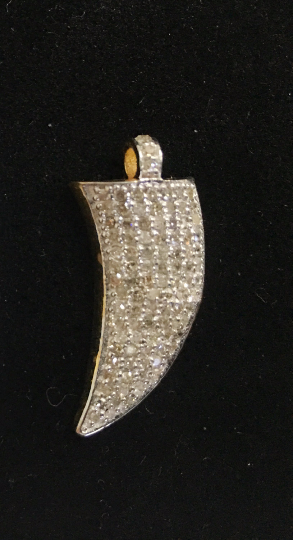 14K Solid Gold Diamond Horns Shape Pendants